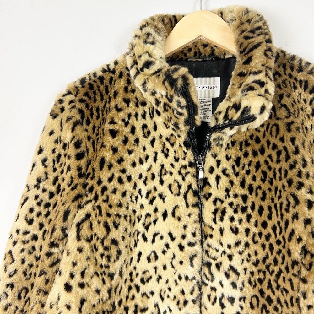 Vtg Luxe Leopard Print Faux Fur Coat Jacket Warm Winter Chic Size Large 12-14 - Picture 3 of 5